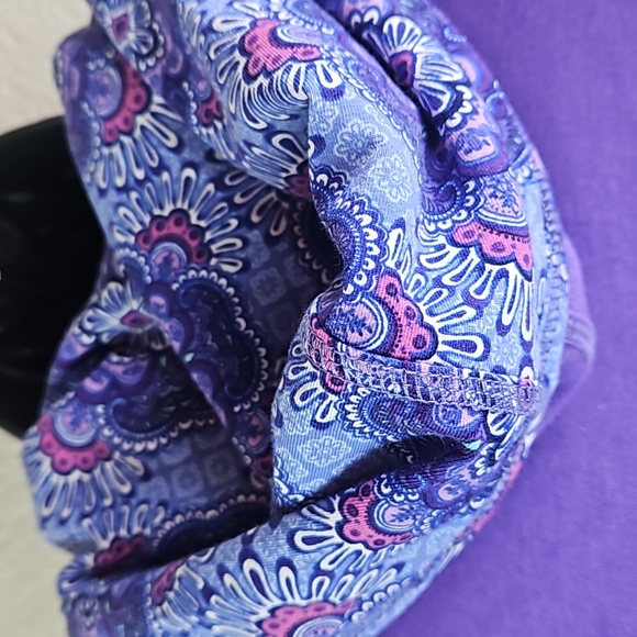 Vera Bradley | Women's Purple Paisley Terry Self-Tie Loungewear Hoodie Robe L/XL - Picture 4 of 11